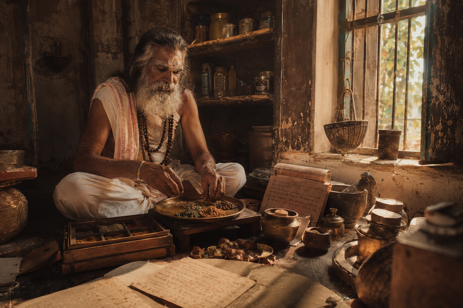 Bapuji at his kitchen in Morbi
