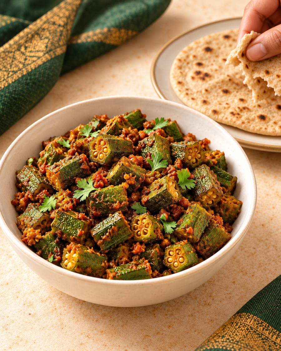 Jain Bhindi served with roti