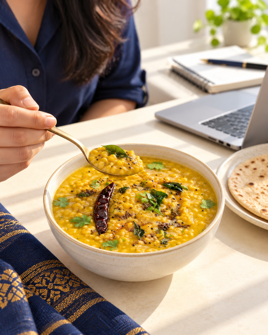 Jain Dal Fry workday meal
